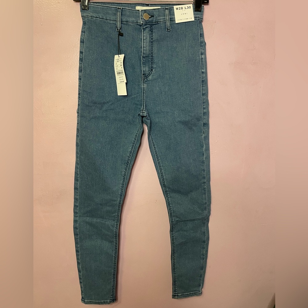 TOPSHOP JONI SUPER HIGH WAISTED SKINNY LIGHT WASH JEAN